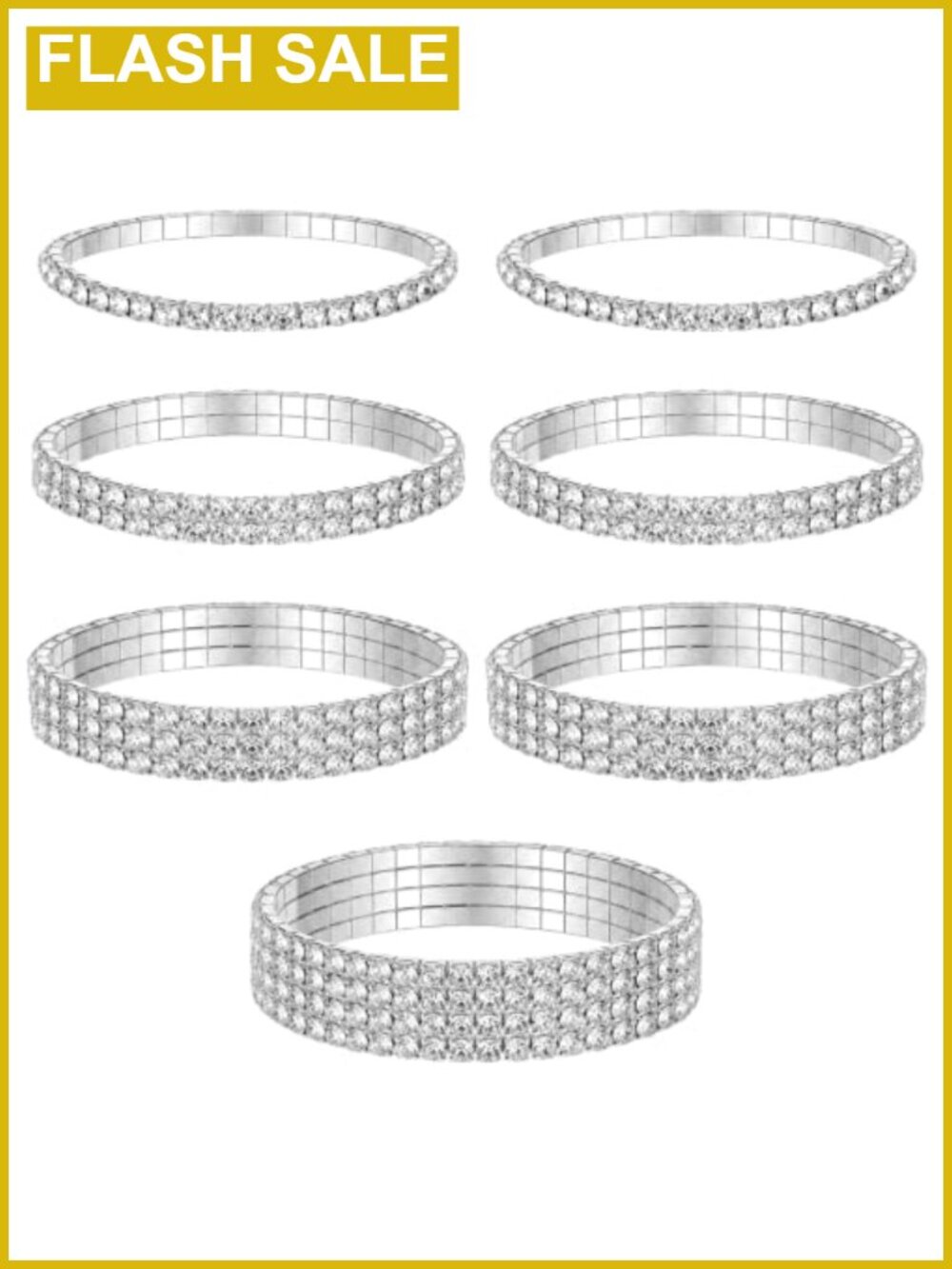 Rhinestone Stretch Bracelets Set Cubic Zirconia Stackable Silver Jewelry for
